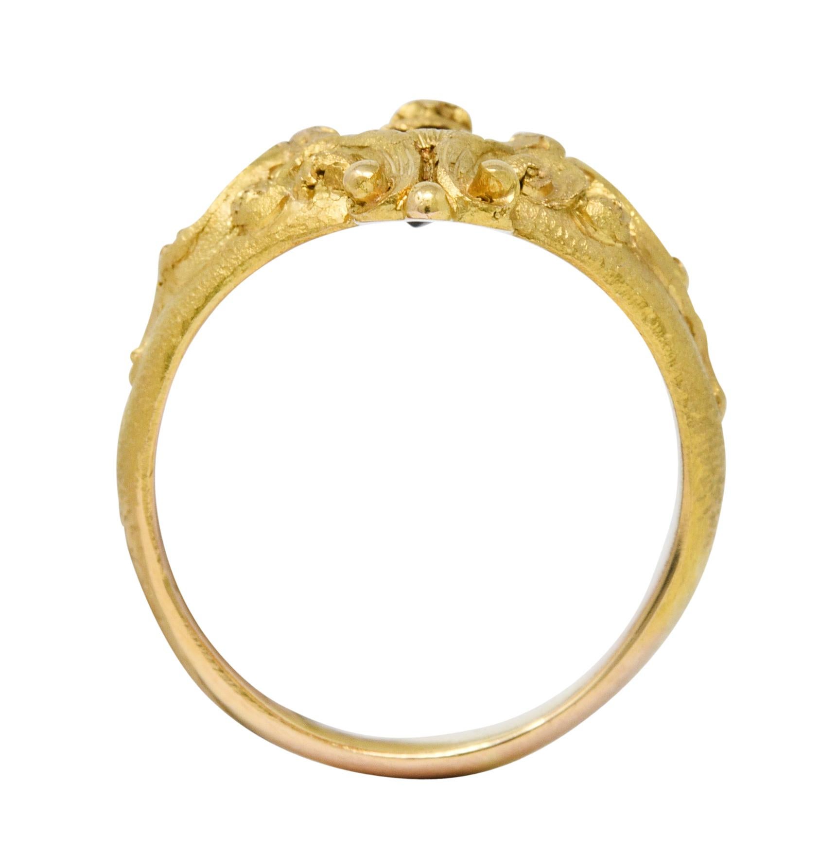 Vintage Garnet Diamond 18 Karat Gold Unisex Gargoyle Ring 2