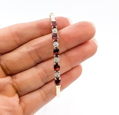 Bracciale Vintage con granato e diamanti in oro giallo 10k