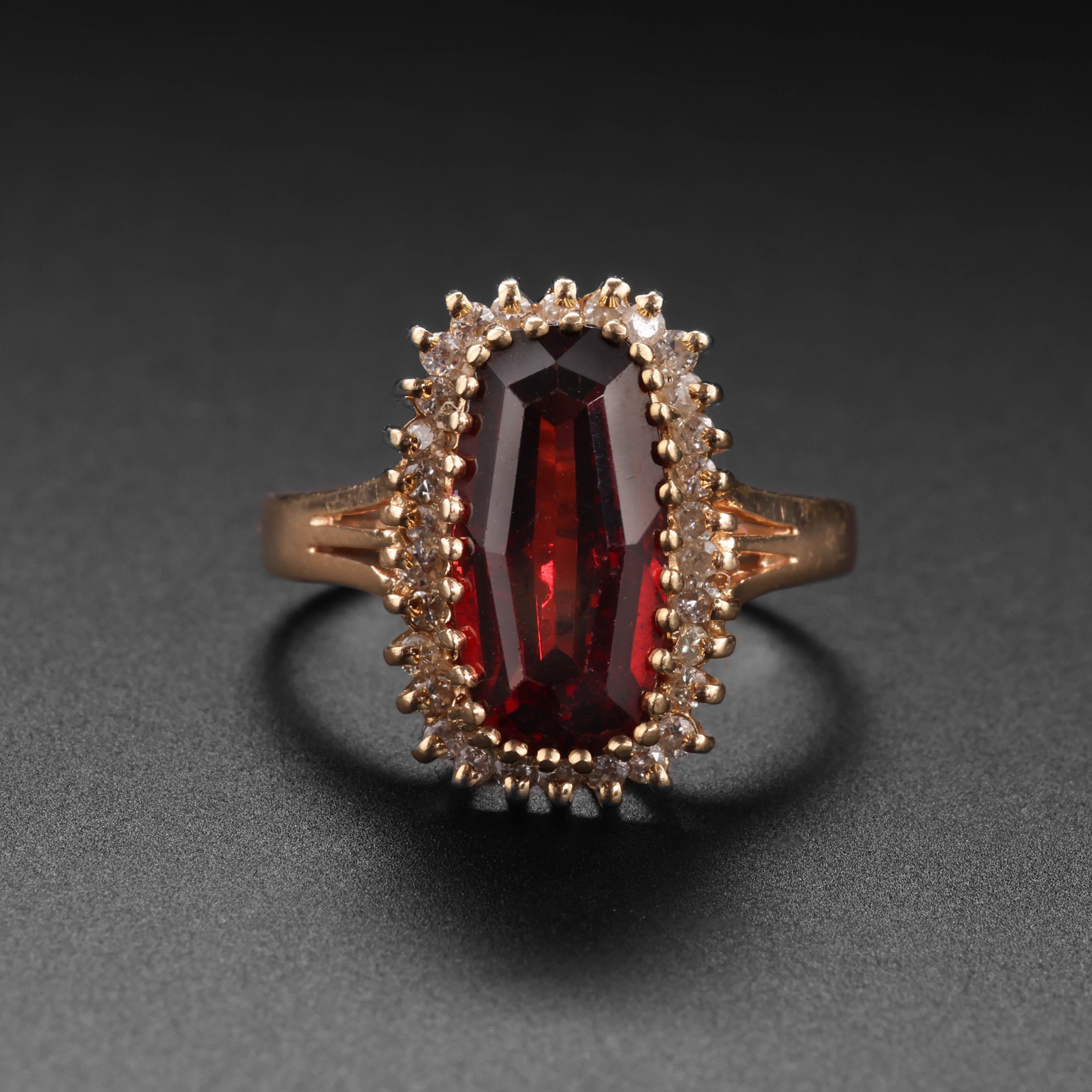 Modern Vintage Garnet & Diamond Ring