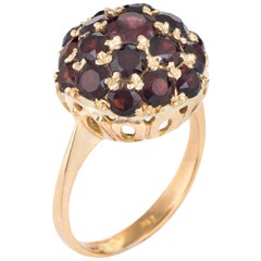 Vintage Garnet Dome Ring 18 Karat Yellow Gold Orb Stacking Estate Fine Jewelry