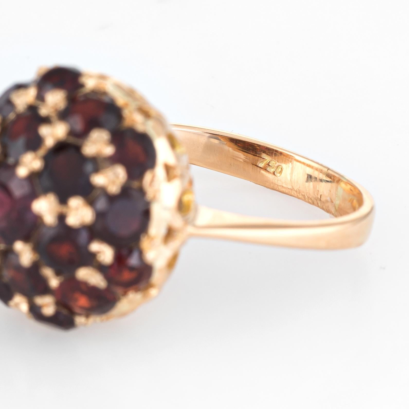 Vintage Garnet Dome Ring 18 Karat Yellow Gold Orb Stacking Estate Fine Jewelry 1