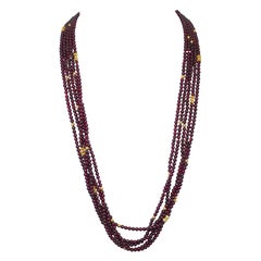 Vintage Garnet & Gold-Filled 5-Strand Necklace