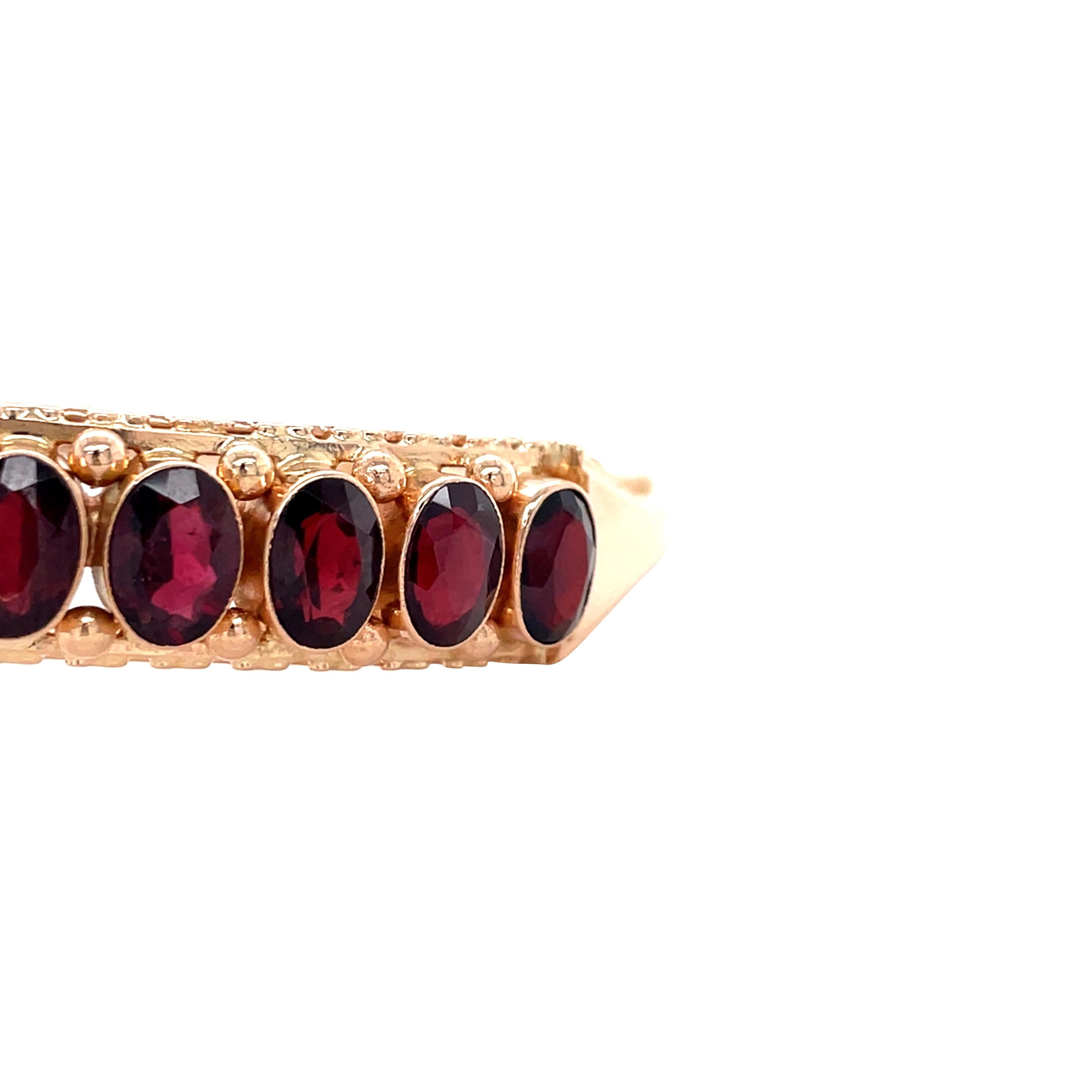 Vintage Granat Linie Armband Armreif, 14K Rose Gold Estate Jewelry (Viktorianisch) im Angebot
