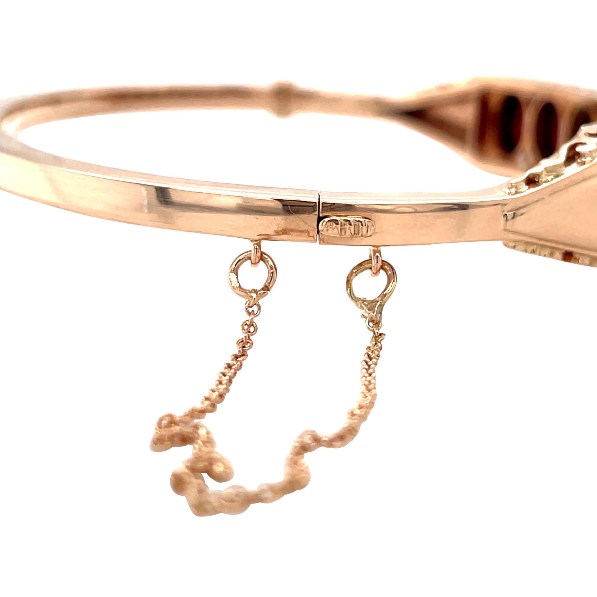 Vintage Granat Linie Armband Armreif, 14K Rose Gold Estate Jewelry (Ovalschliff) im Angebot