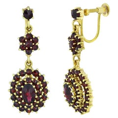 Antique Garnet Teardrop 18K Dangle Earrings