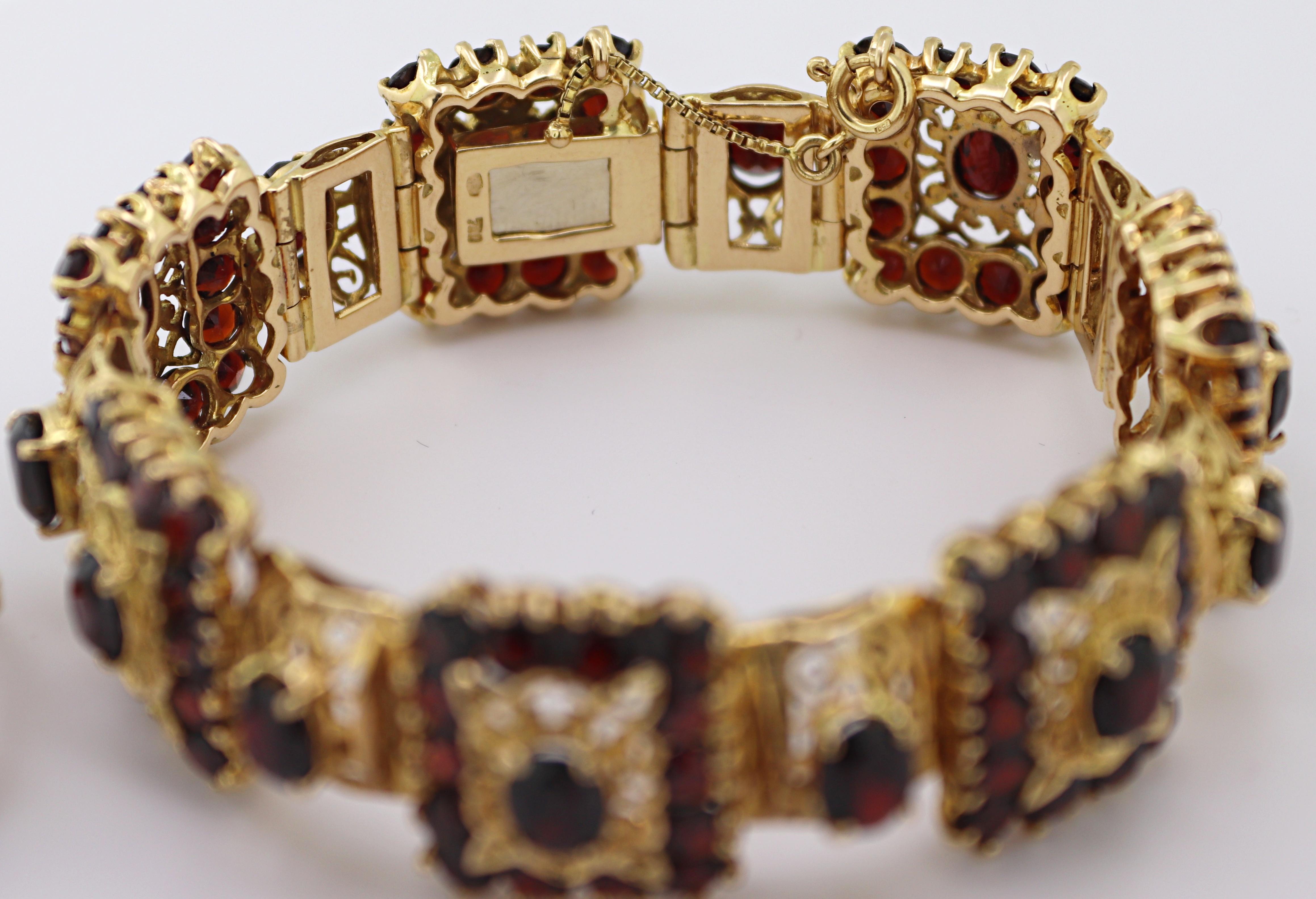 Suite aus Granat-, Gelbgold-Armband und Ringschmuck im Angebot 6