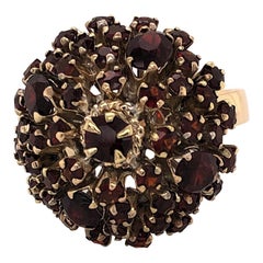 vintage garnet cluster ring Vintage Garnet Yellow Gold Dome Cluster Ring