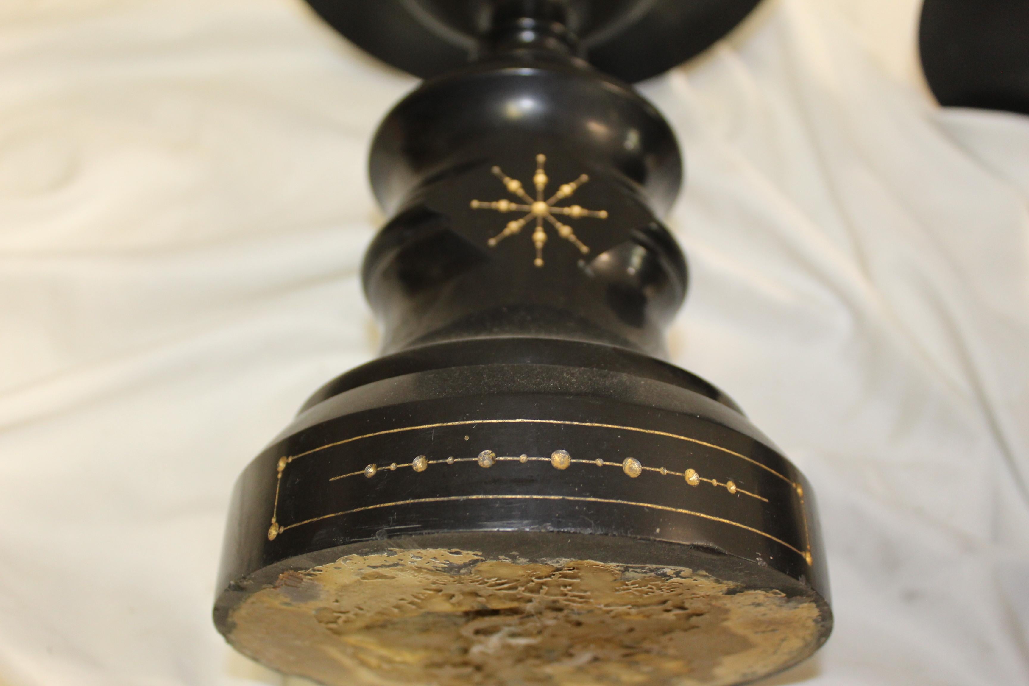 British Vintage Garniture's , Pair Black Tazzas For Sale