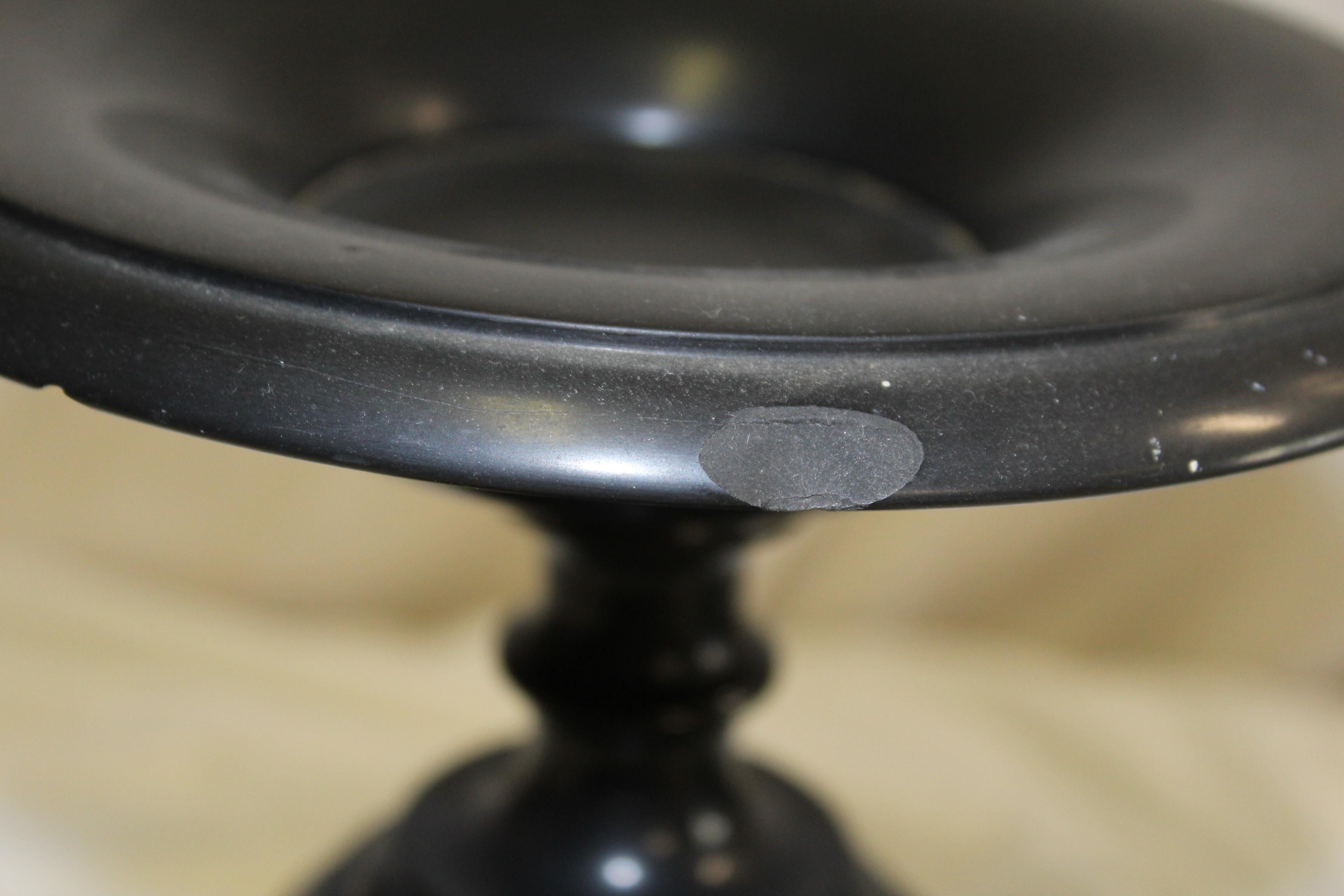 Vintage Garniture's , Pair Black Tazzas In Fair Condition For Sale In Los Angeles, CA
