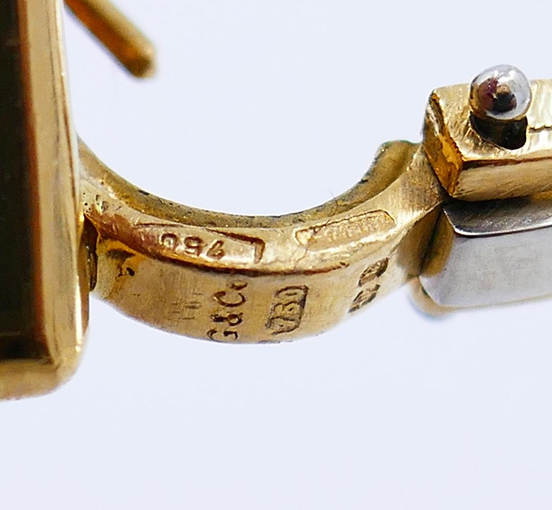 Vintage Garrard 18k Gold Gems Cuff Bracelet Earrings Set Estate Jewelry For Sale 7