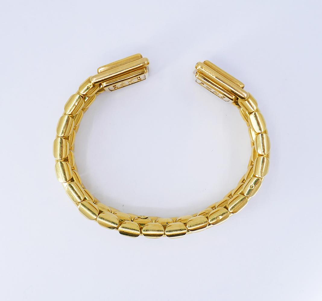 Women's Vintage Garrard 18k Gold Gems Cuff Bracelet Earrings Set Estate Jewelry For Sale