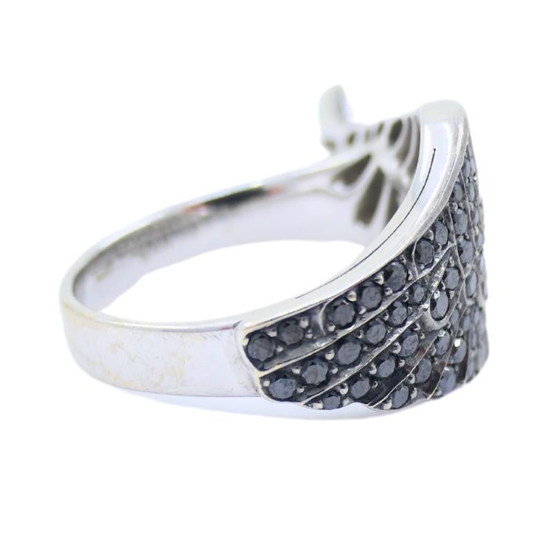 Vintage Garrard Black Diamond Wing Ring 18k Gold In Good Condition For Sale In Beverly Hills, CA