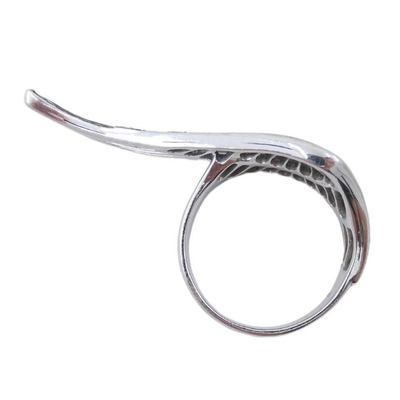 Vintage Garrard Black Diamond Wing Ring 18k Gold For Sale 1