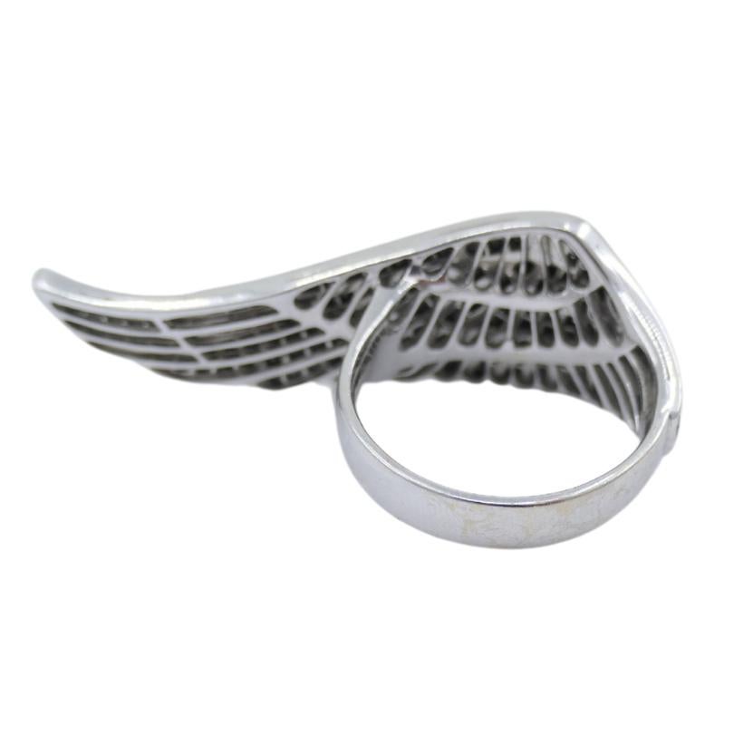 Vintage Garrard Black Diamond Wing Ring 18k Gold For Sale 2