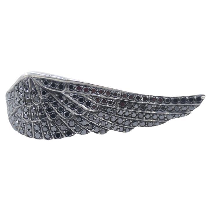 Vintage Garrard Black Diamond Wing Ring 18k Gold