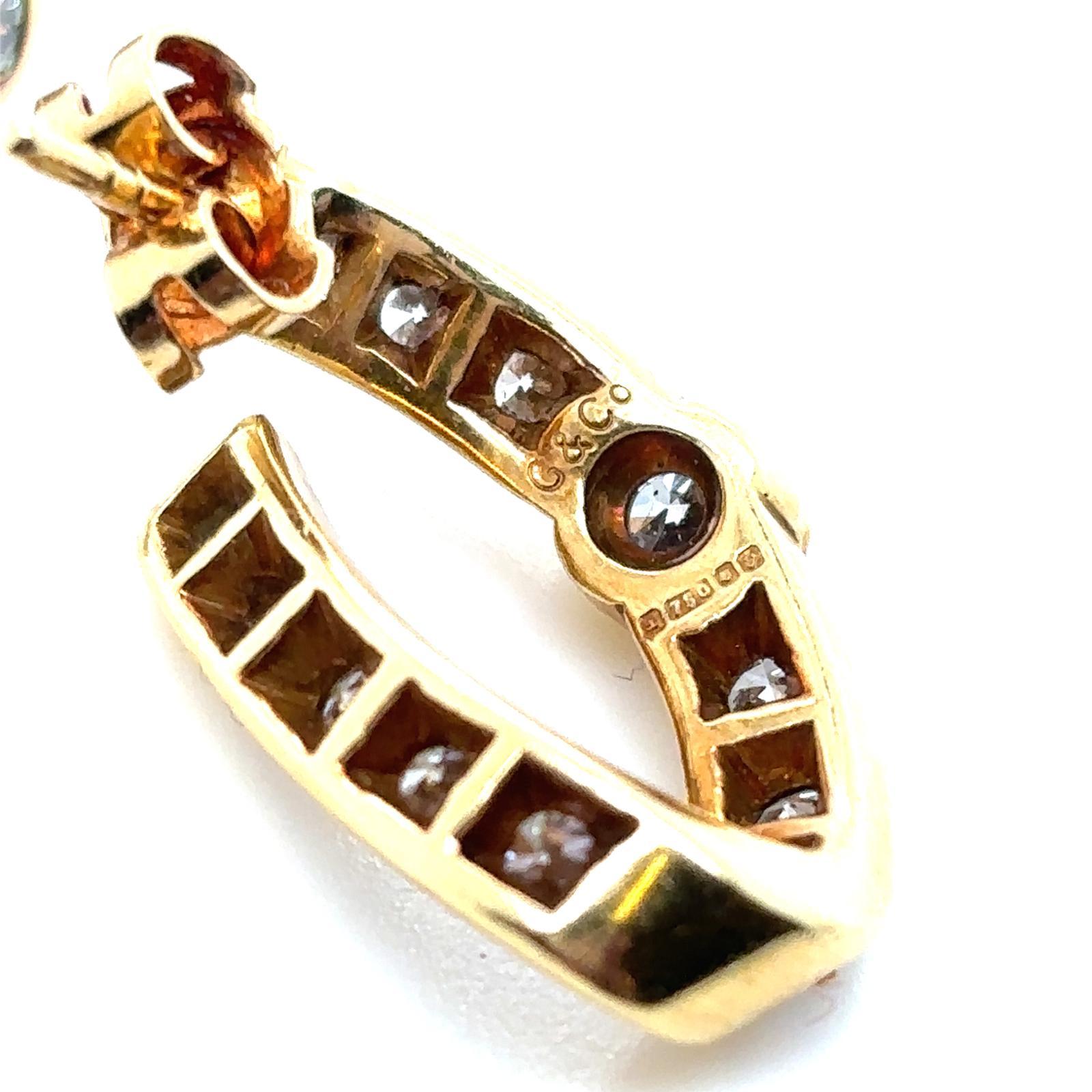Vintage Garrard & Co 18 Karat Yellow Gold Diamond Hoop Earrings For Sale 6