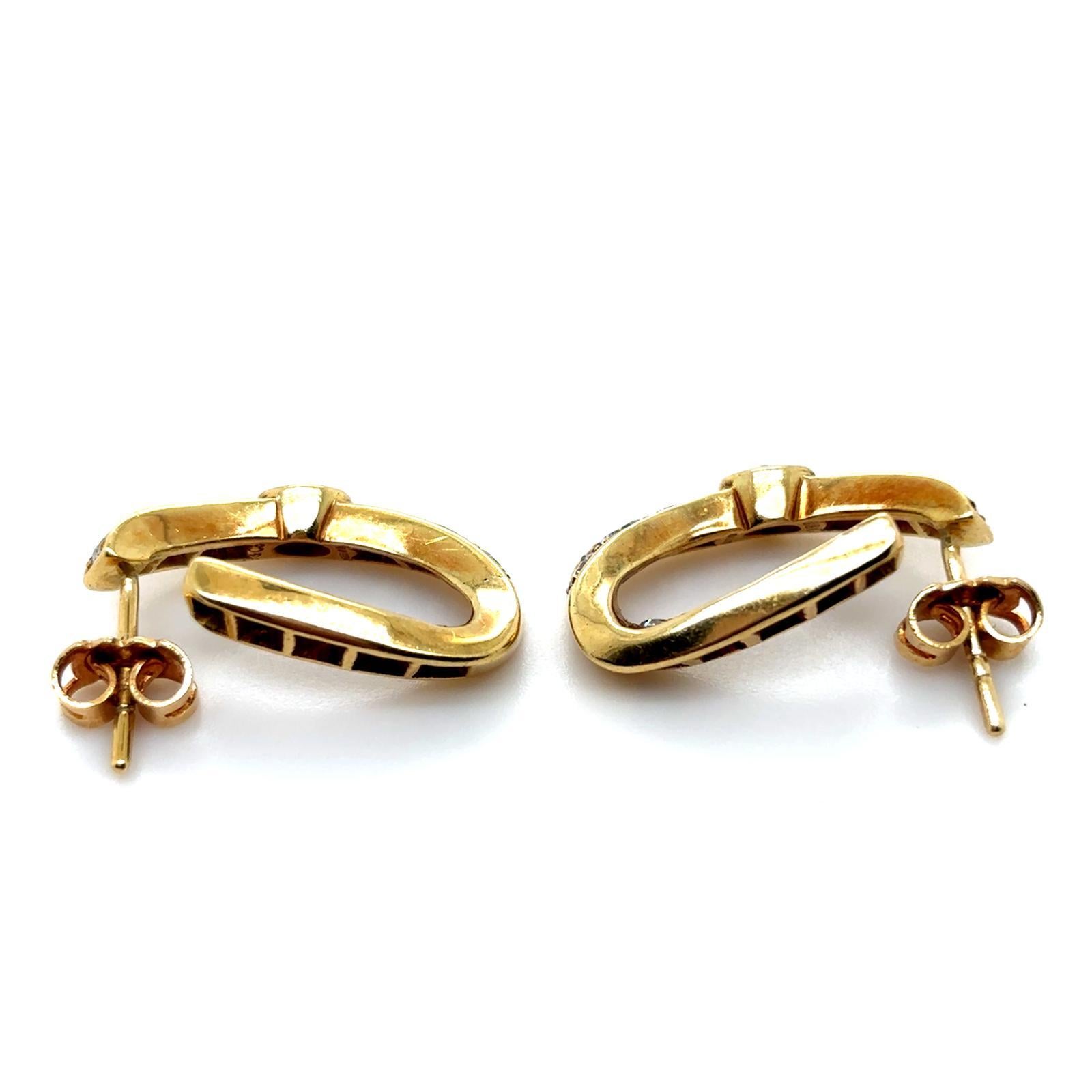 Vintage Garrard & Co 18 Karat Yellow Gold Diamond Hoop Earrings For Sale 7