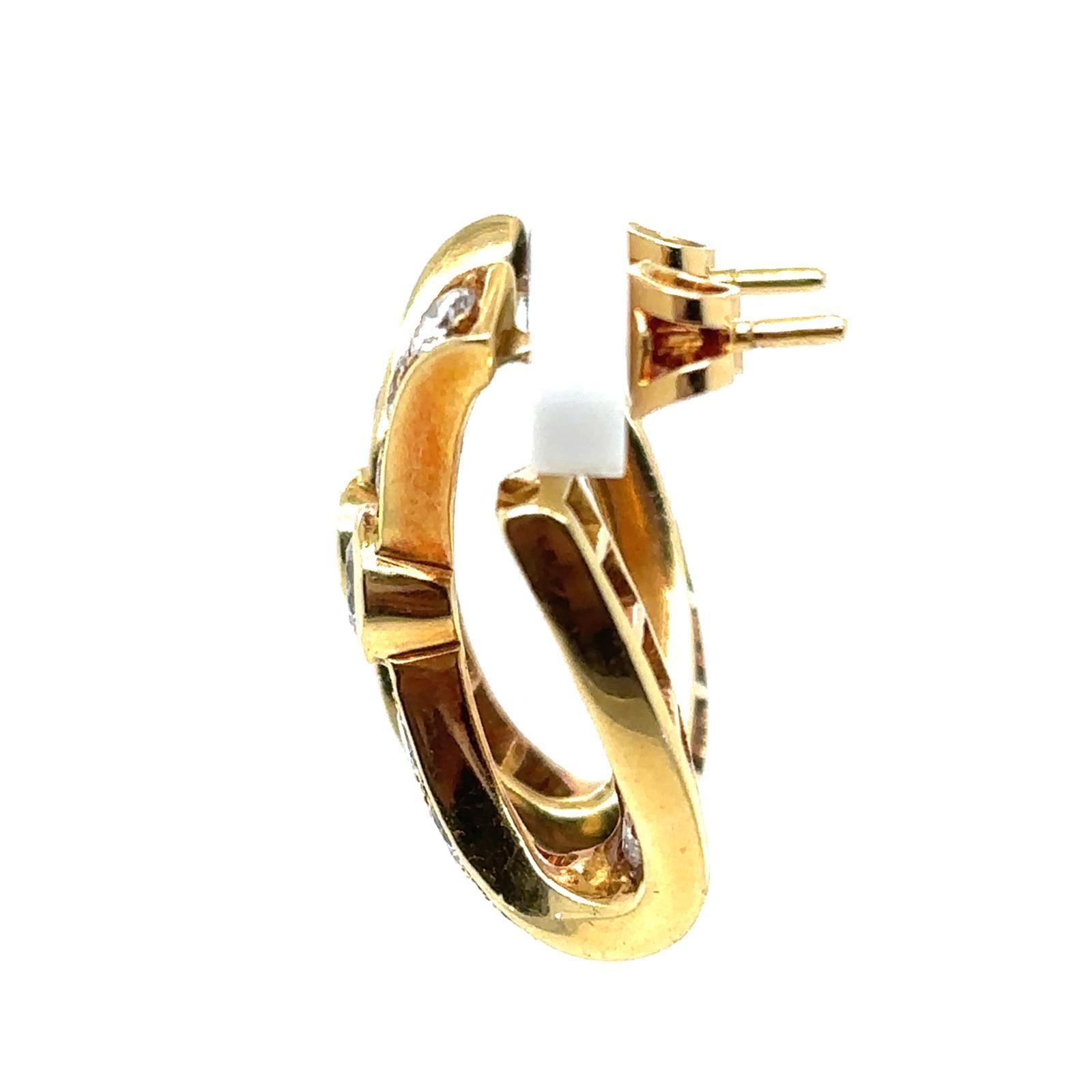 Vintage Garrard & Co 18 Karat Yellow Gold Diamond Hoop Earrings For Sale 2