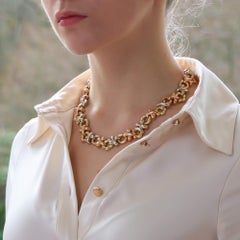 Vintage Garrard Tri-coloured Chunky Link Necklace in 18k Gold