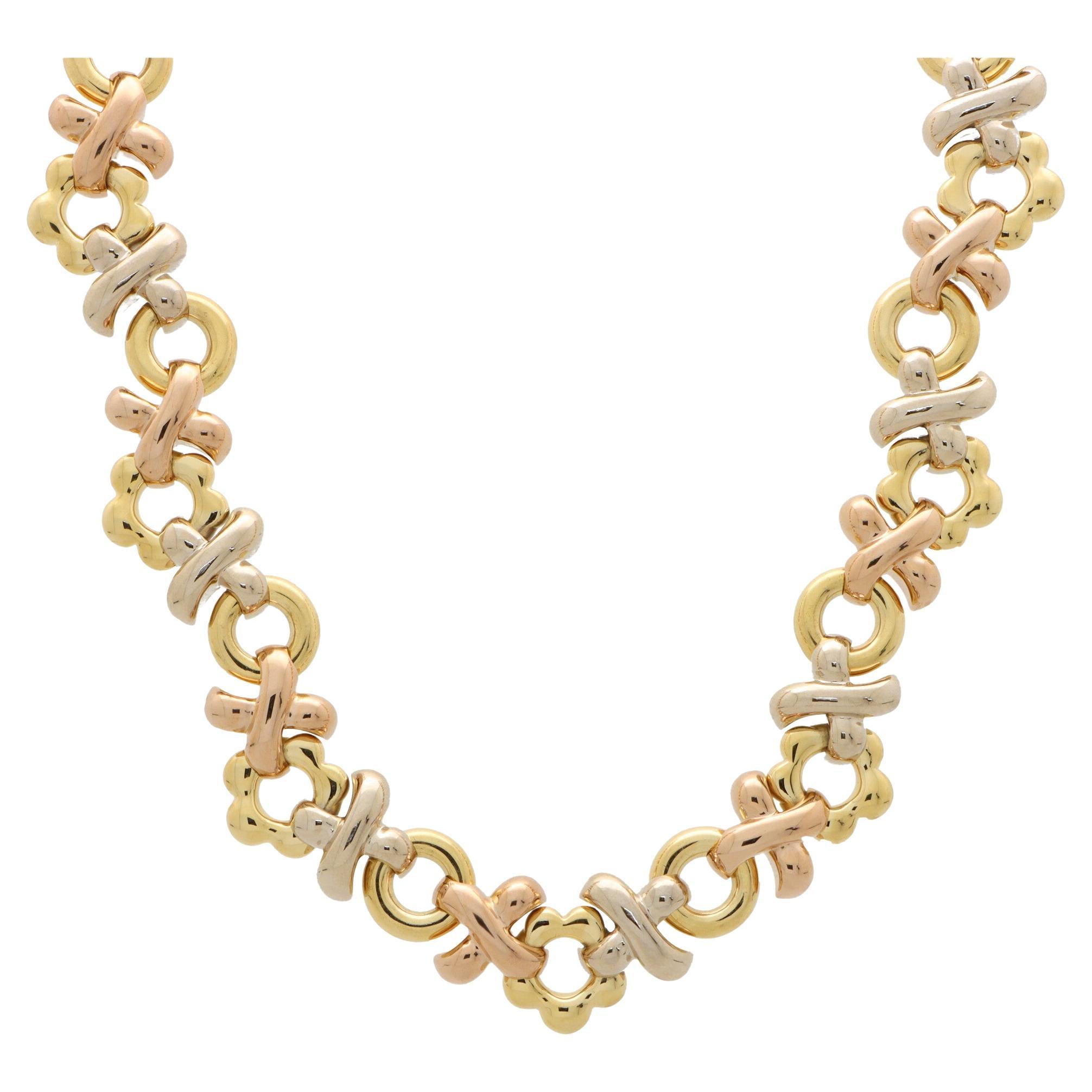 Garrard Pearl Diamond Gold Link Necklace at 1stDibs