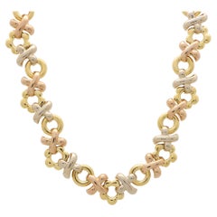 Vintage Garrard Tri-coloured Chunky Link Necklace in 18k Gold
