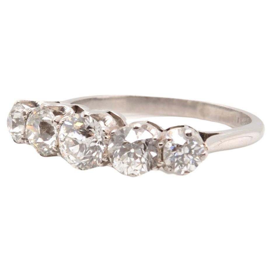Vintage “garter” diamond ring in platinum