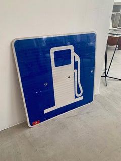 Vintage Gas Station Ahead Highway Sign