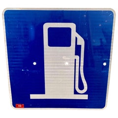 Retro Gas Station Ahead Highway Sign