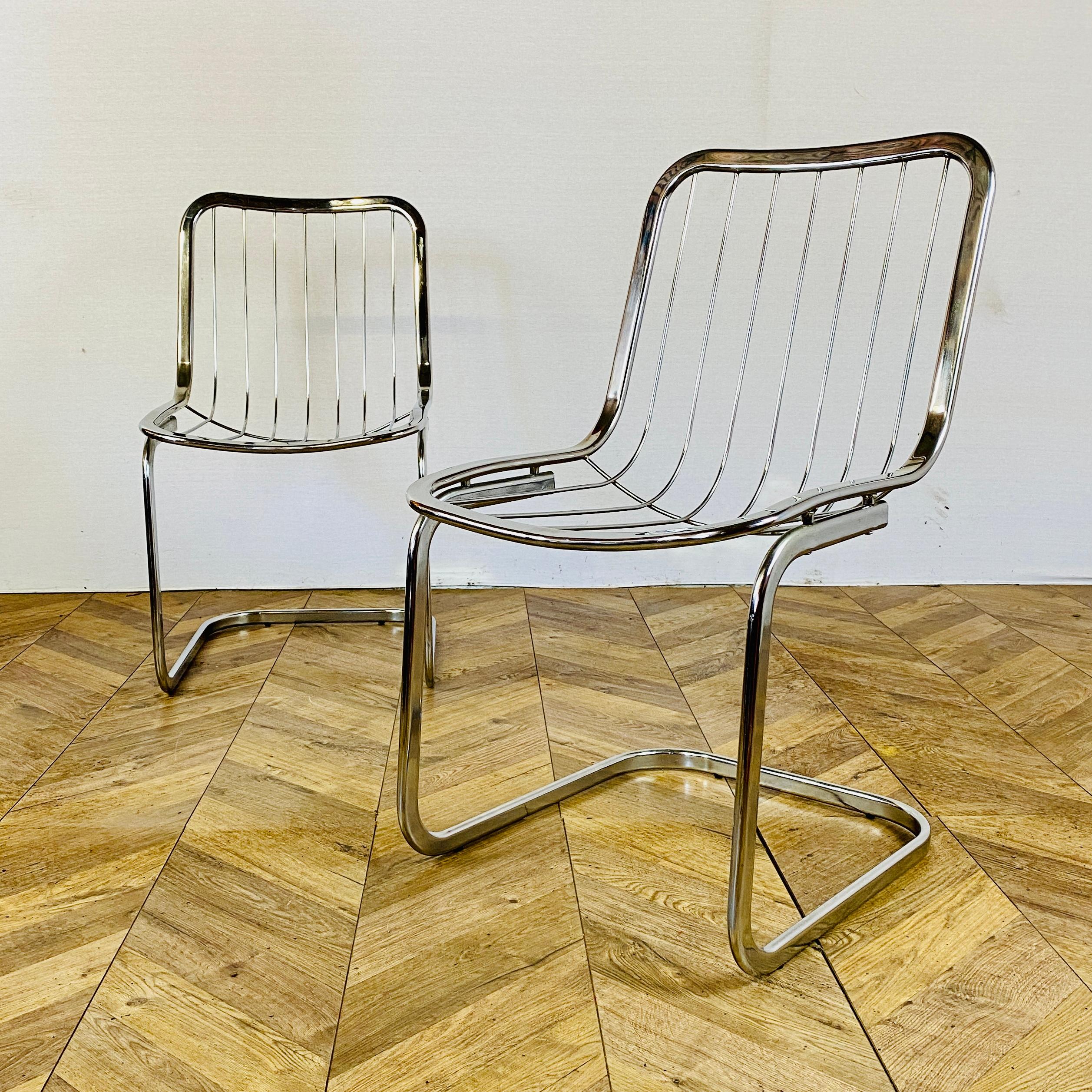 Vintage Gastone Rinaldi Chrome Chairs, circa 1970s, Set of 4 6