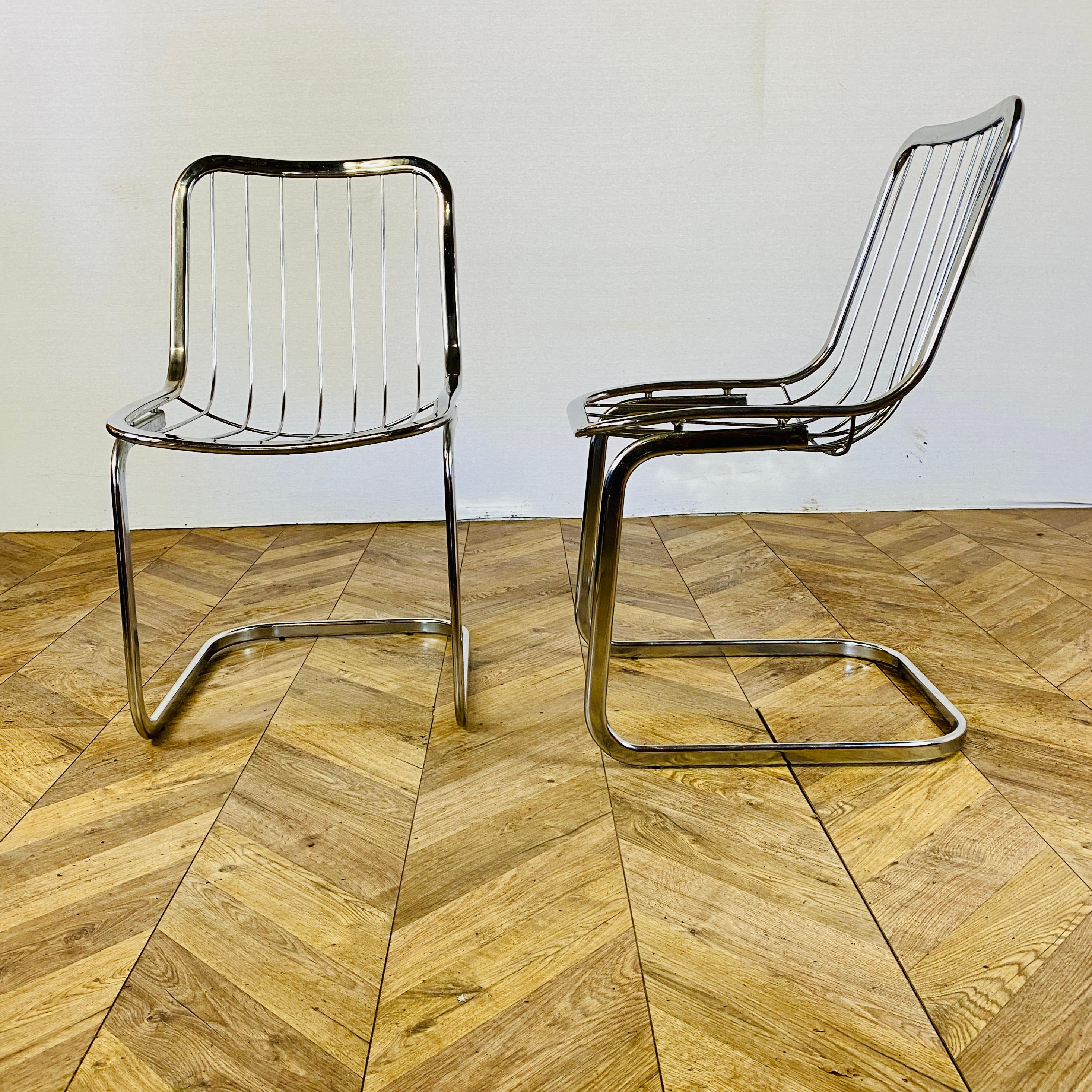 Vintage Gastone Rinaldi Chrome Chairs, circa 1970s, Set of 4 9