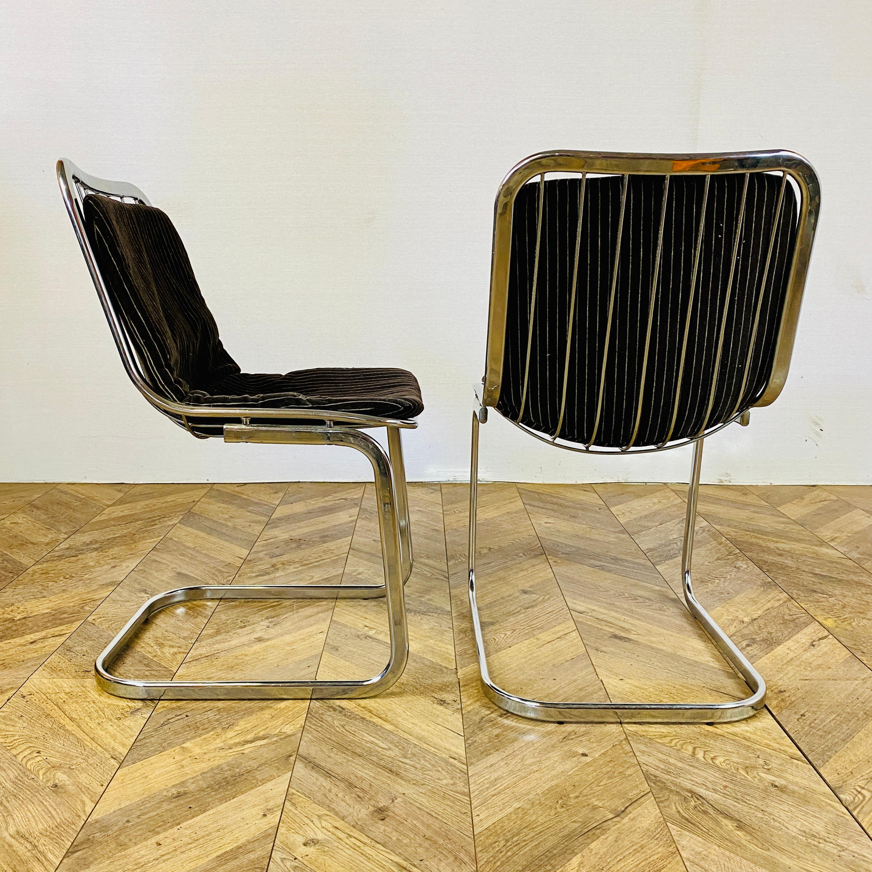 Late 20th Century Vintage Gastone Rinaldi Chrome Chairs, circa 1970s, Set of 4