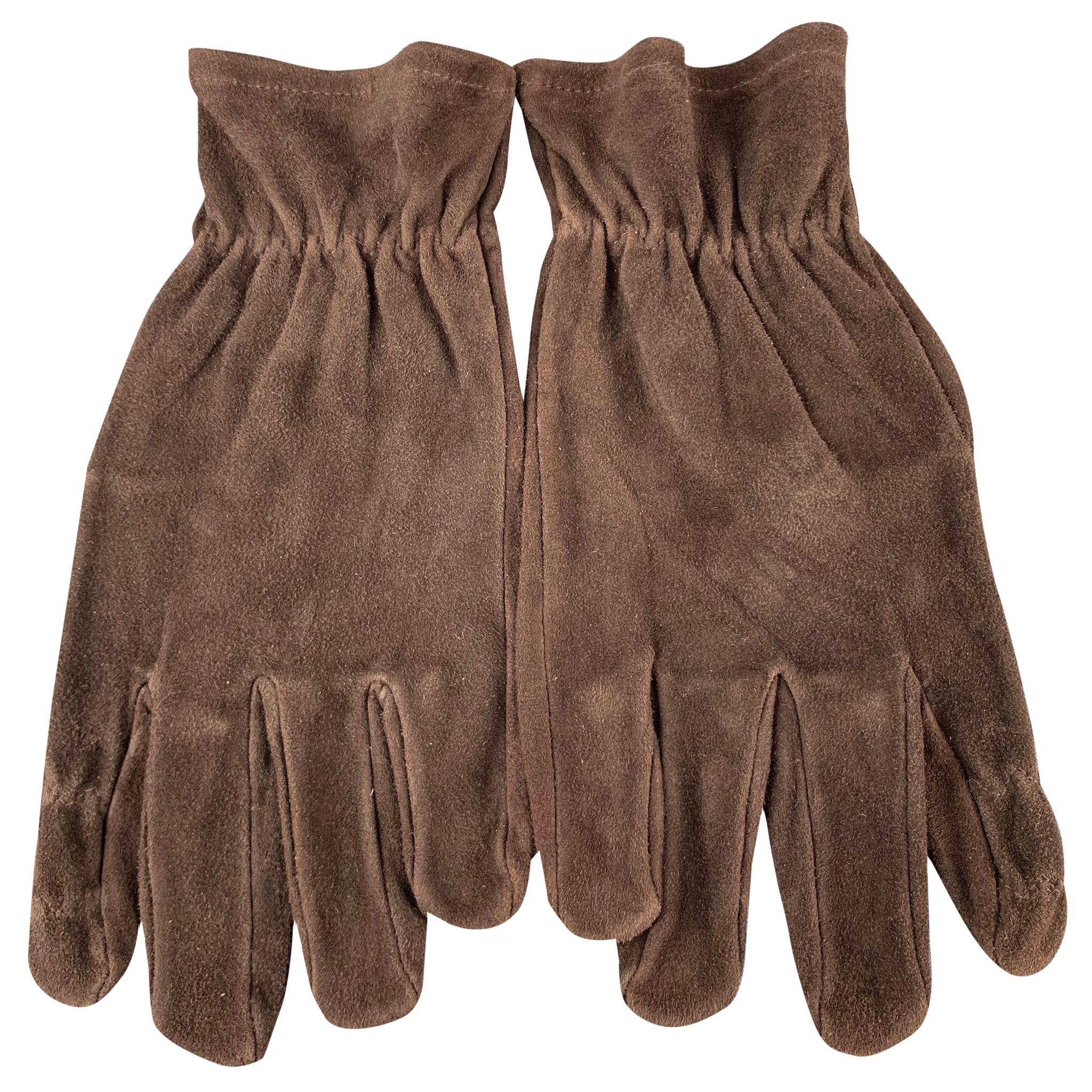 Vintage Dark Brown Suede Gloves