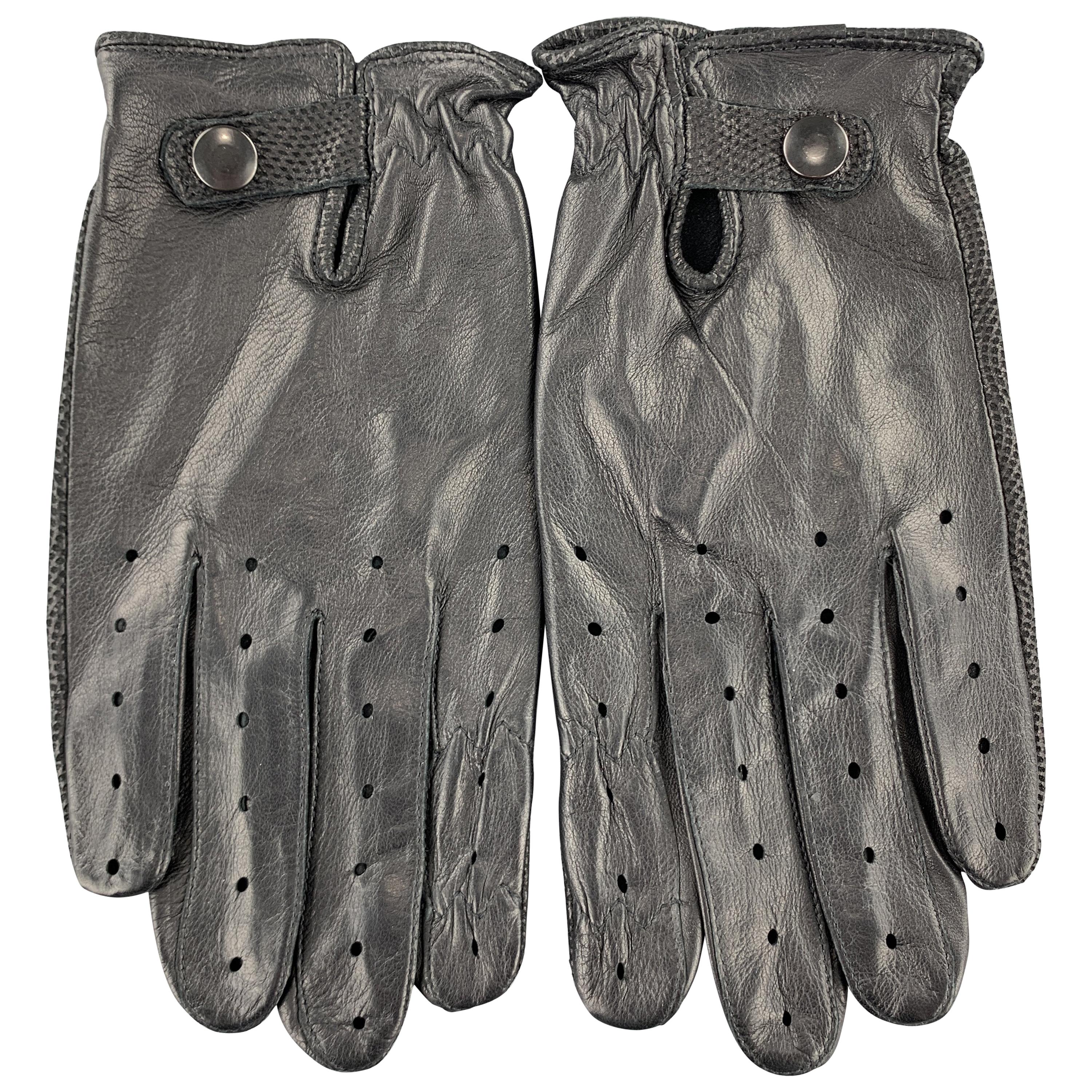 Vintage GATES Size S Black Perforated Leather Biker Gloves