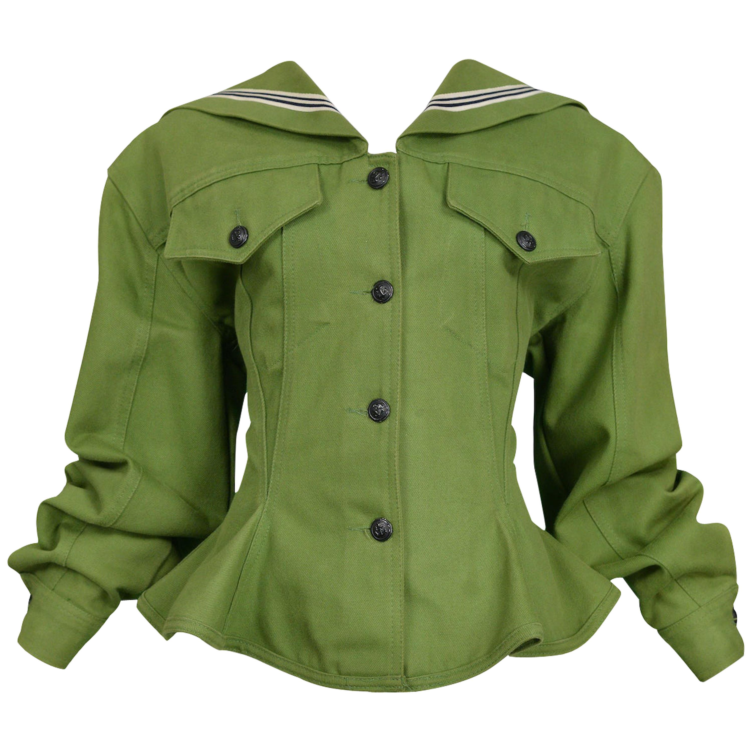 Vintage Gaultier Olive Green Sailor Corset Jacket
