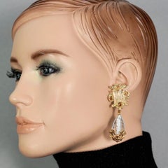 GAVILANE Vintage - Pendants d'oreilles sculpturaux en pâte de verre craquelée