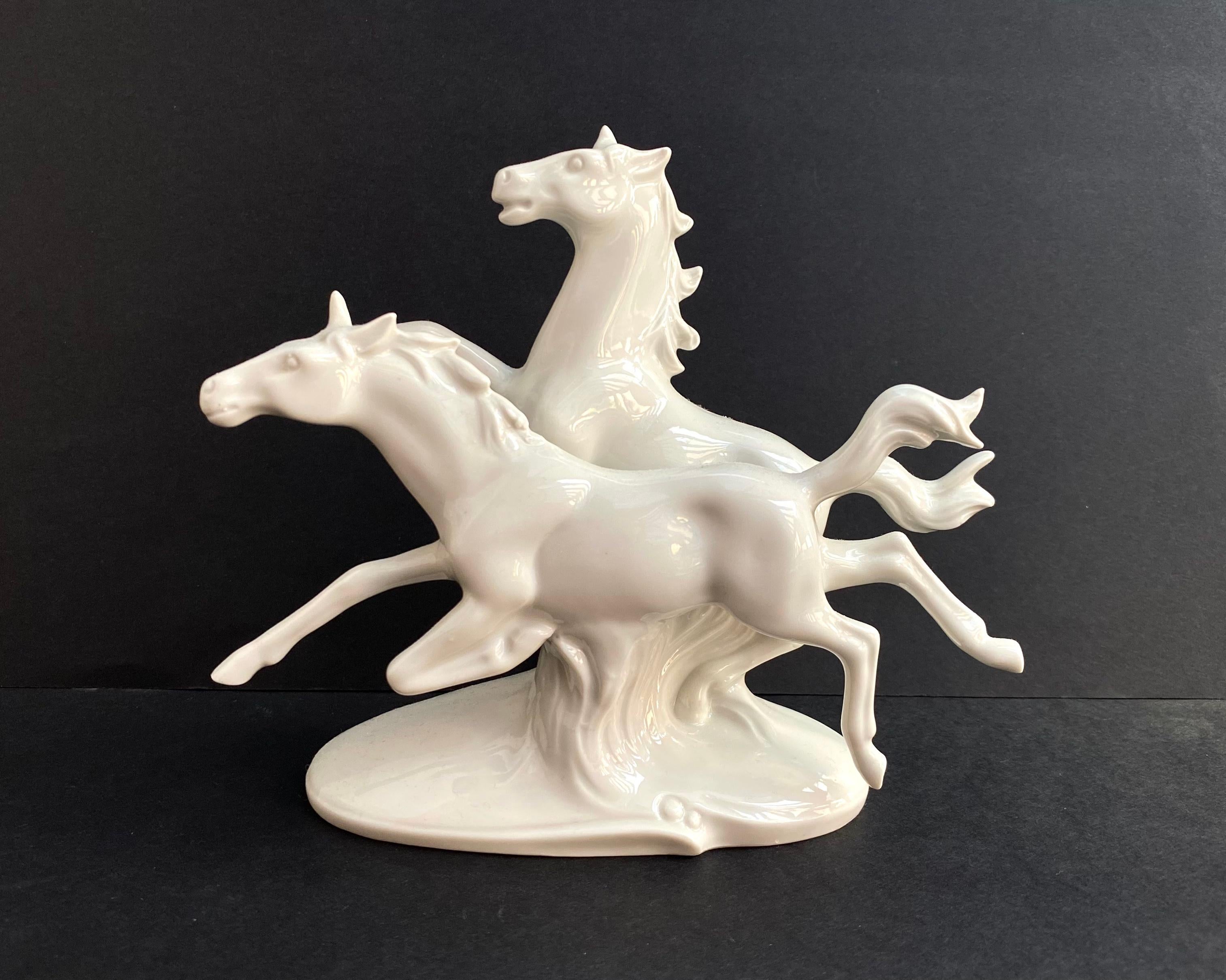 The highly detailed German porcelain statuette “Horses”

This beautiful figurine is made by the German Democratic Republic (GDR).

circa 1960s.

Very rare and outstanding hard-to-find figurine. This beautiful piece features Two Running