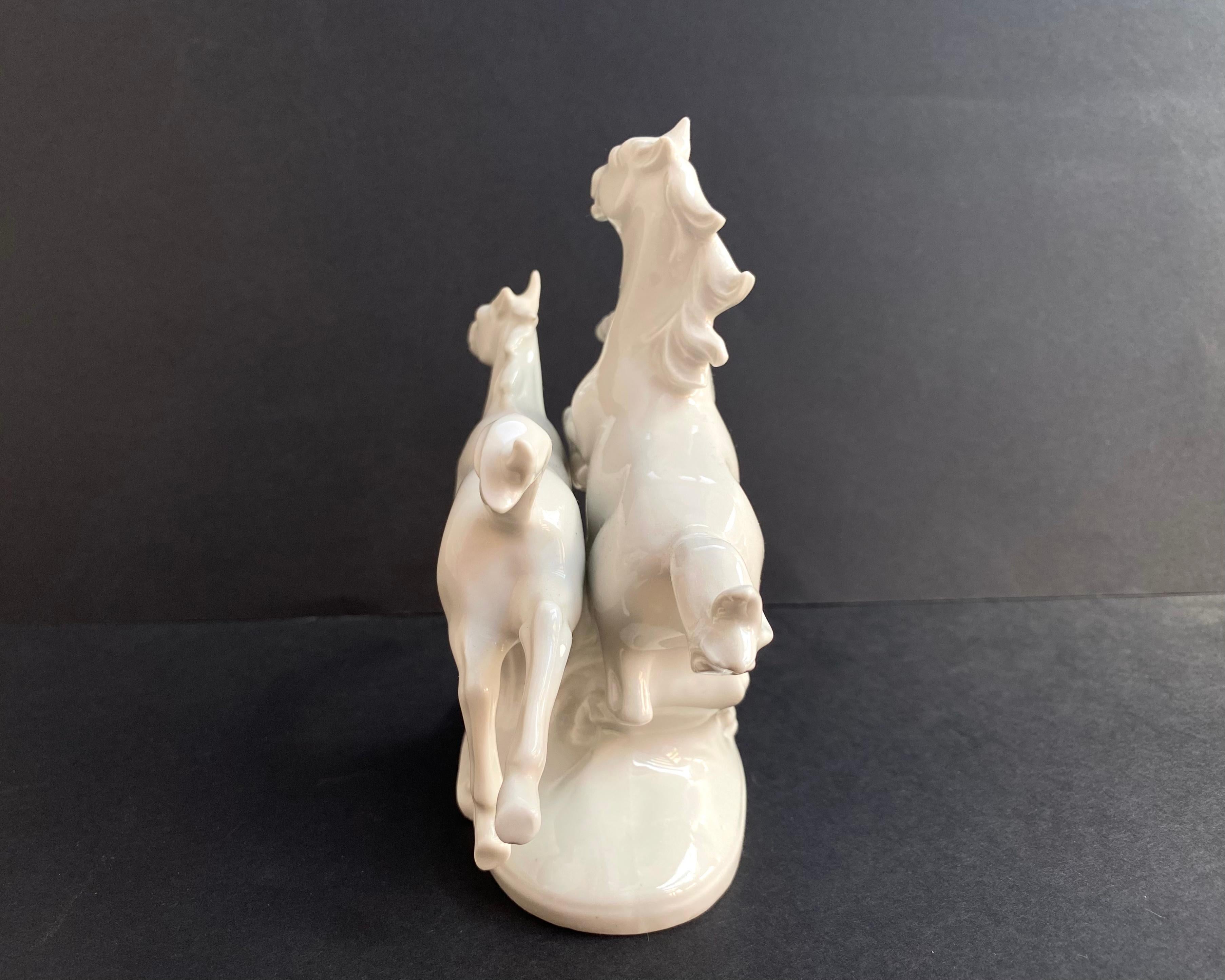Art Deco Vintage GDR Gräfenthal Porcelain Figurine Horses, 1960, Germa