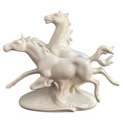 Vintage GDR Gräfenthal Porcelain Figurine Horses, 1960, Germa