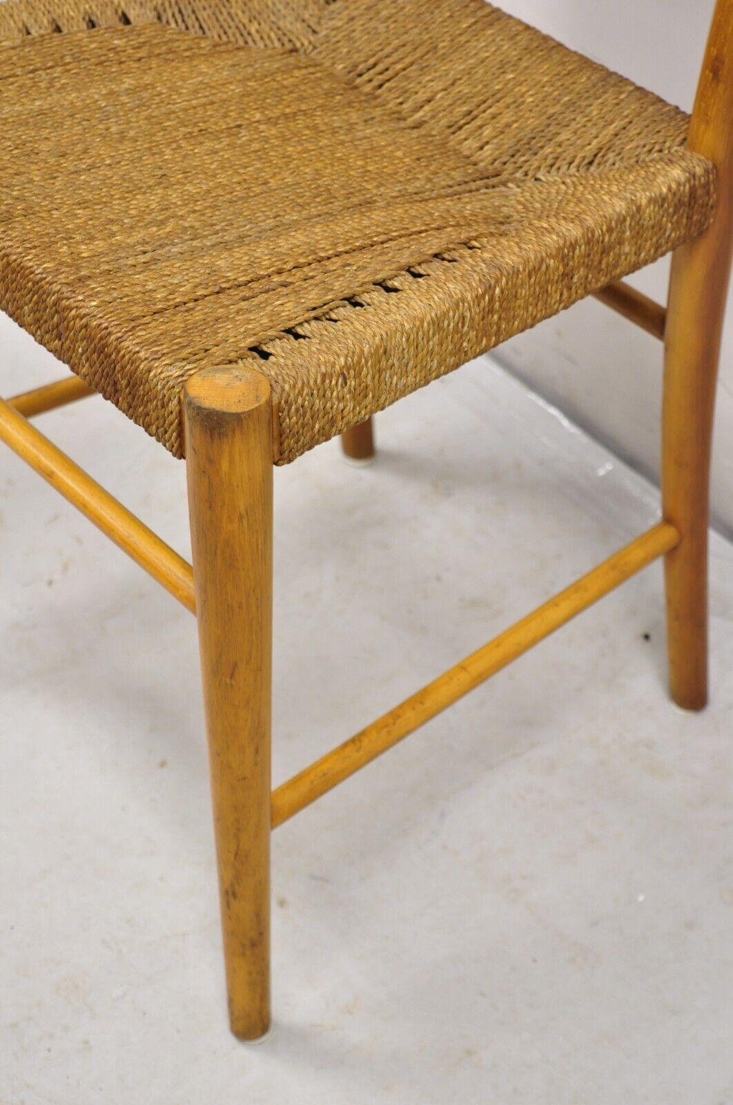 Vintage Gefa Gemla Mid Century Swedish Modern Ladderback Rush Seat Side Chair For Sale 2