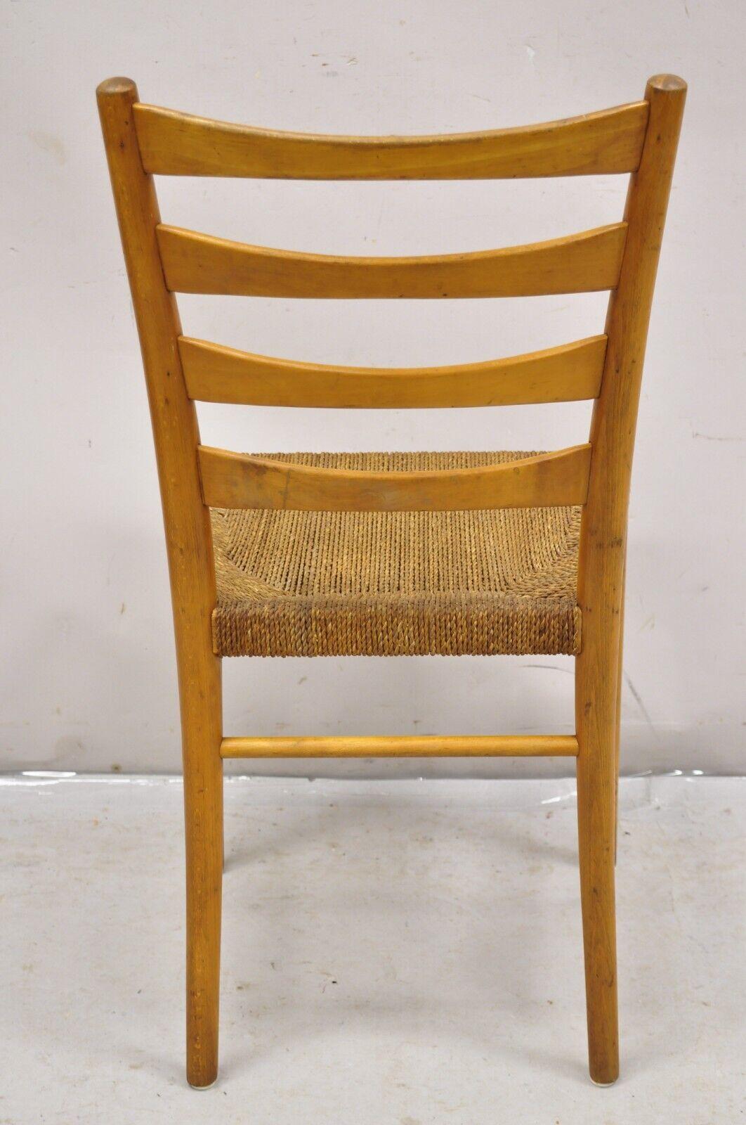 Vintage Gefa Gemla Mid Century Swedish Modern Ladderback Rush Seat Side Chair For Sale 3
