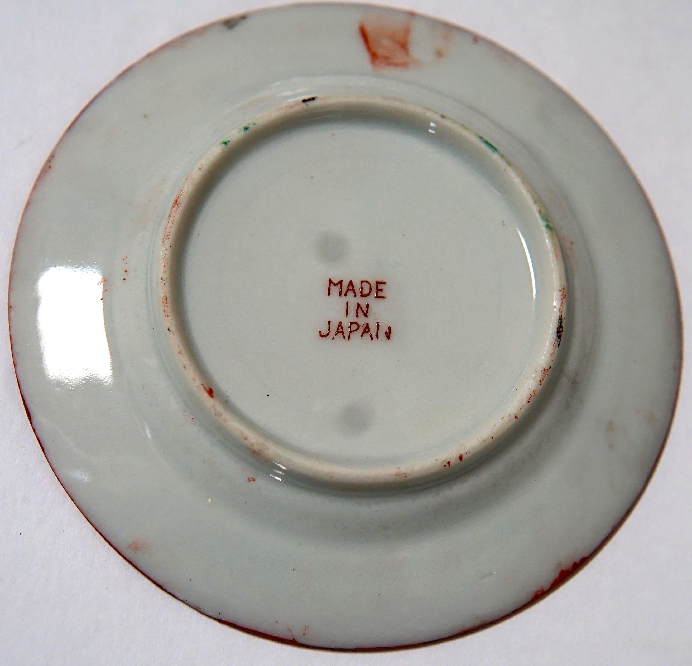 Vintage Geisha gemalt 21-teiliges japanisches Teeset mit Fuß und Lack Serviertablett im Angebot 5