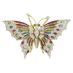 Retro Gem-Set Butterfly Brooch