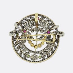 Vintage Gem Set Floral Pendant/Brooch