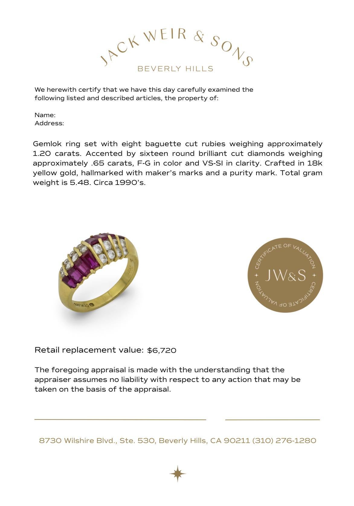 Gemlok d'epoca, 1,20 carati, rubino e diamante, bracciale in oro giallo 18 ct. in vendita 1
