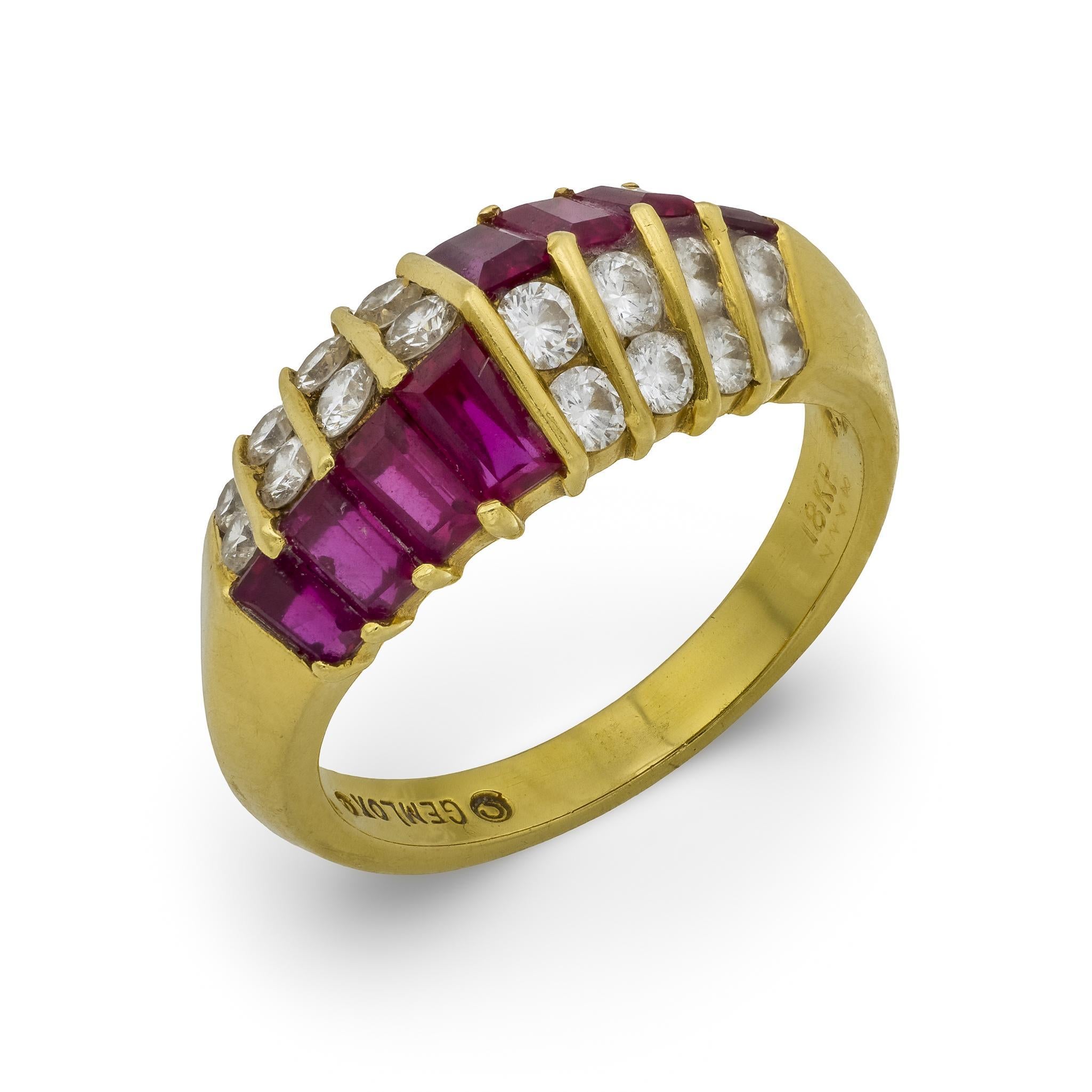 Gemlok d'epoca, 1,20 carati, rubino e diamante, bracciale in oro giallo 18 ct. in vendita 2