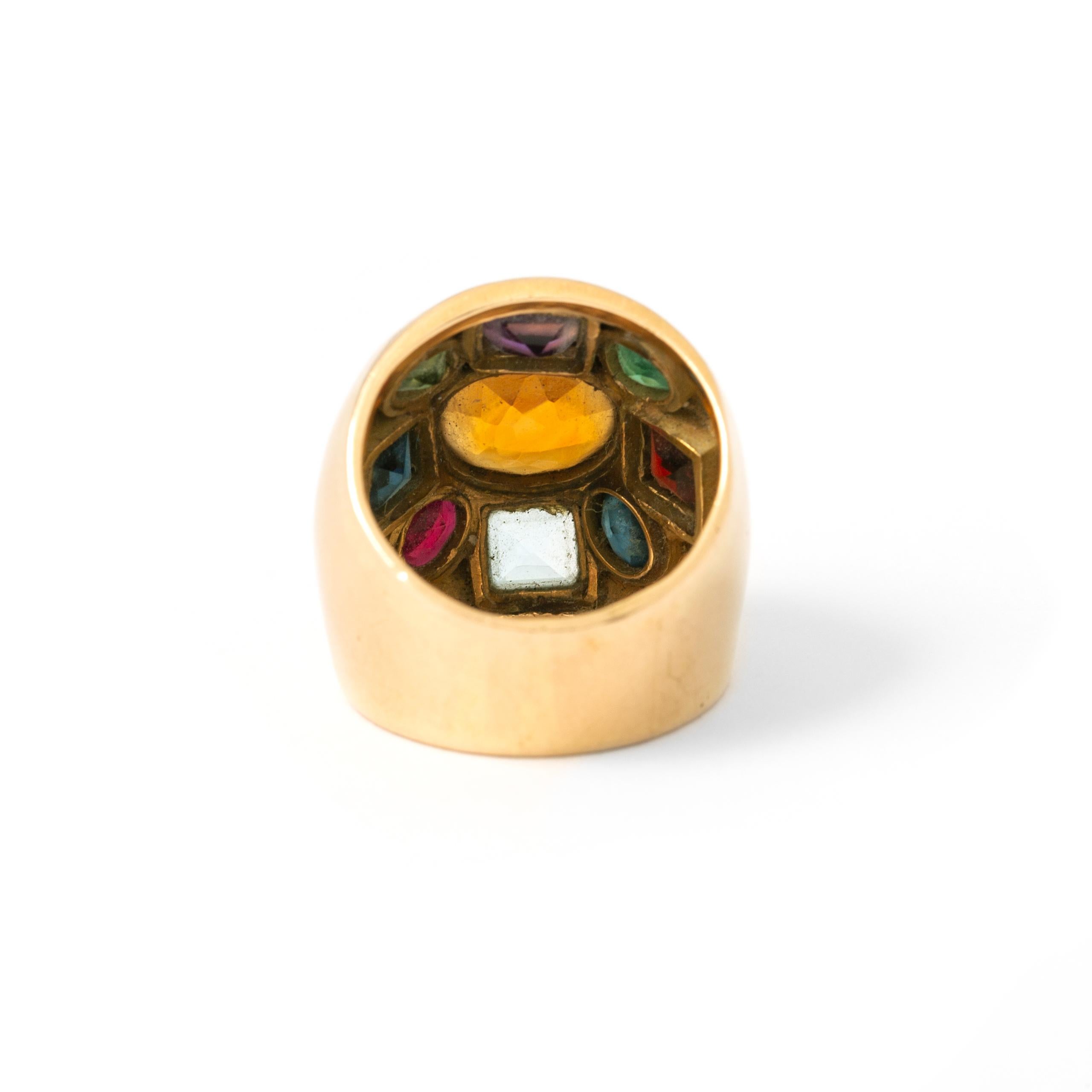 Retro Vintage Gems Gold Ring For Sale