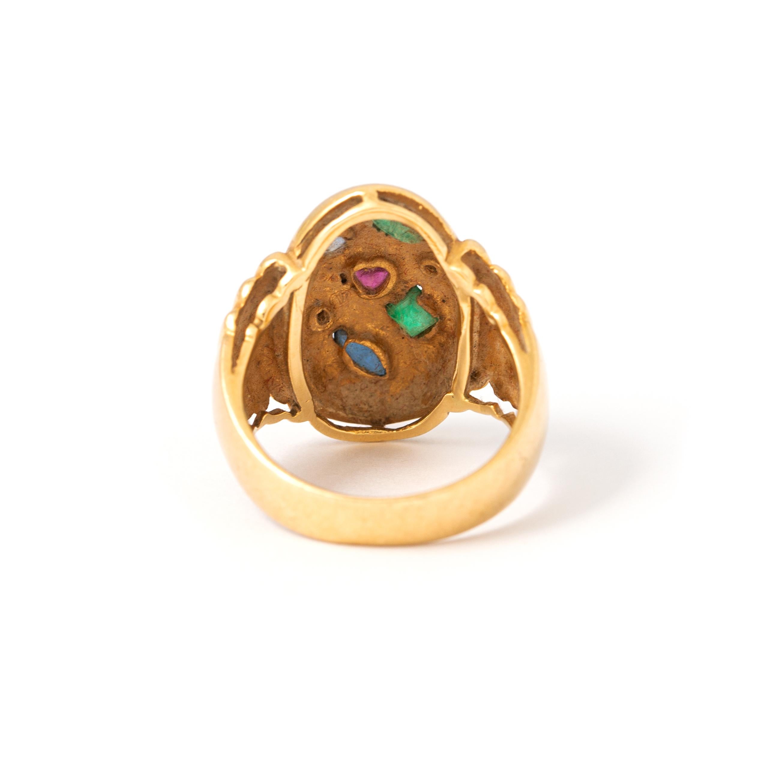 Vintage Gems Gold Ring In Excellent Condition For Sale In Geneva, CH