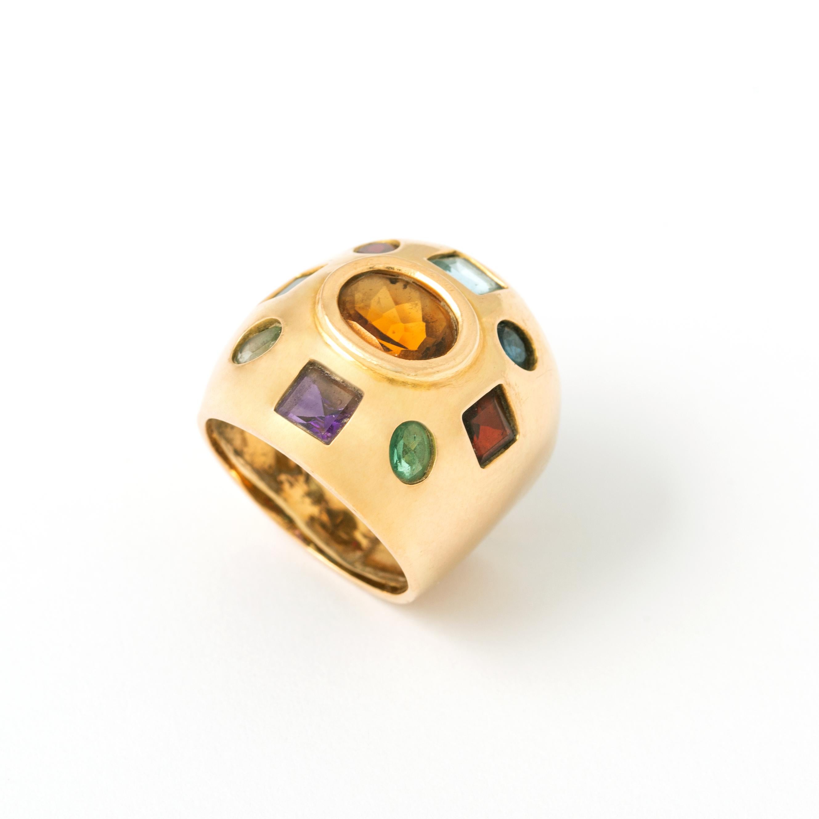 Women's or Men's Vintage Gems Gold Ring For Sale