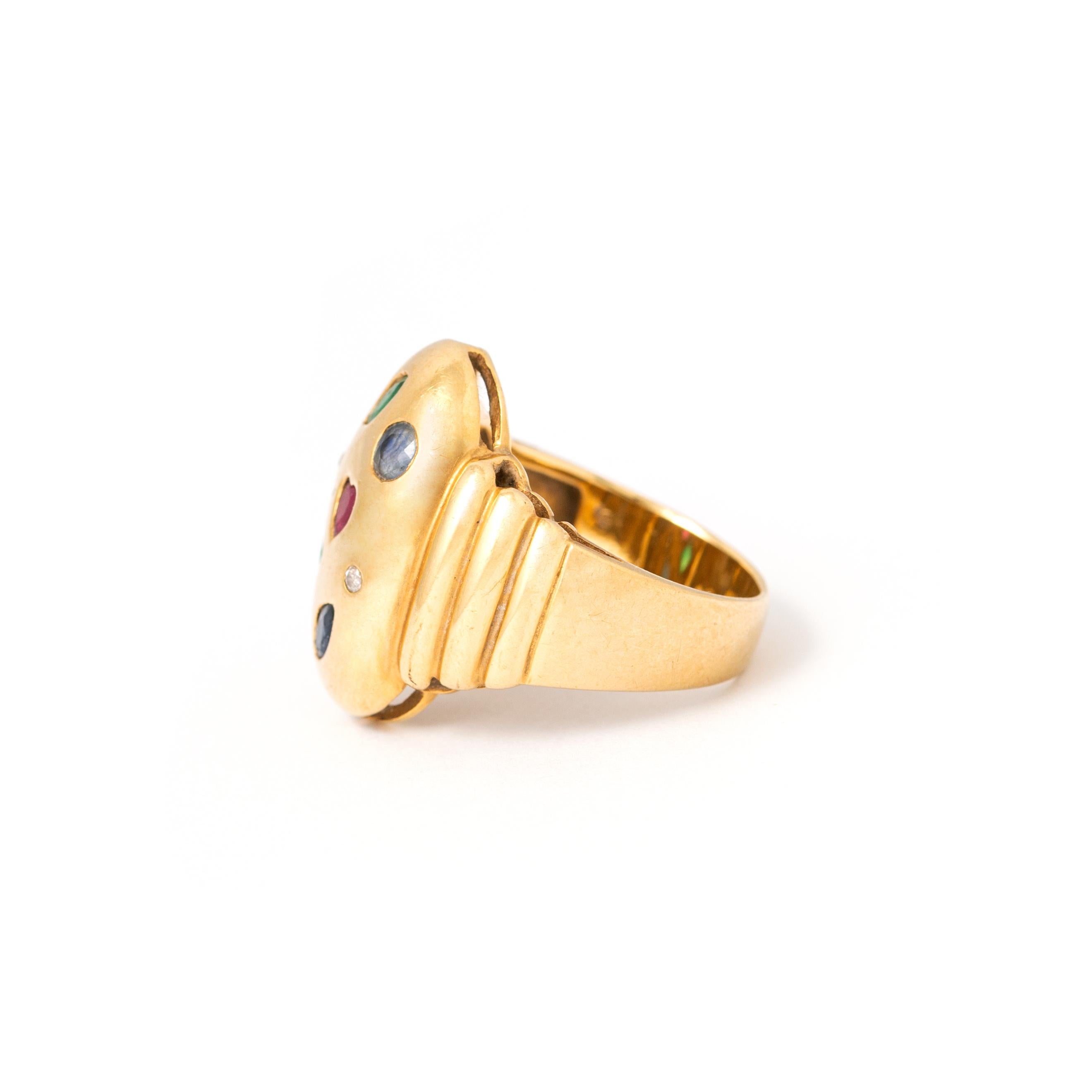 Women's or Men's Vintage Gems Gold Ring For Sale