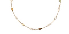 Vintage Gemstone 18 Carats Yellow Gold Filigree Necklace